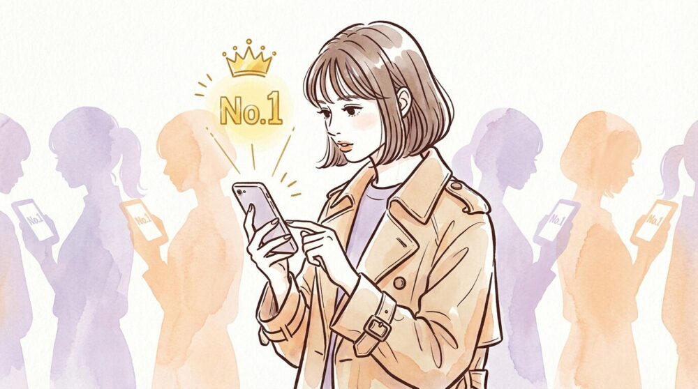 エキサイト電話占いのランキング1位に無意識に惹かれる女性の心理描写イラスト