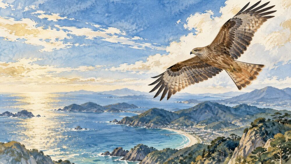 トンビとはを描いた水彩イラスト