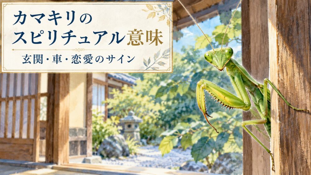【カマキリのスピリチュアル意味】玄関・車・お墓や恋愛のサイン!緑・茶色・死骸・卵のメッセージを徹底解説