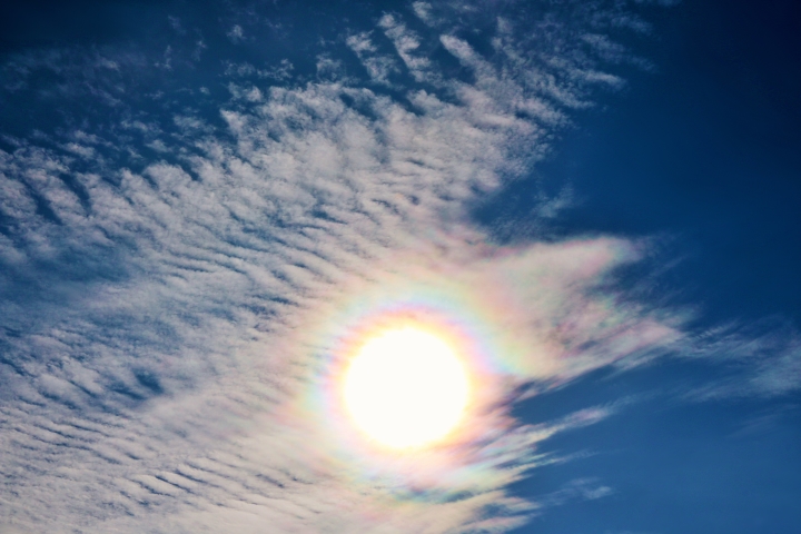 晴れた日の彩雲の画像