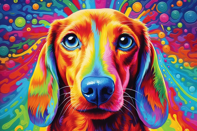 虹色の犬のイラスト