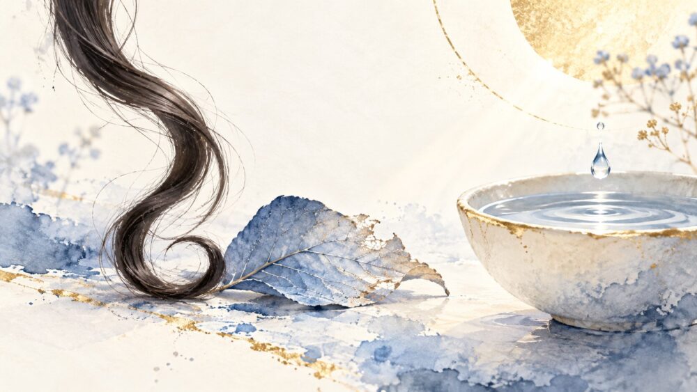 乾いた髪と水の静物画