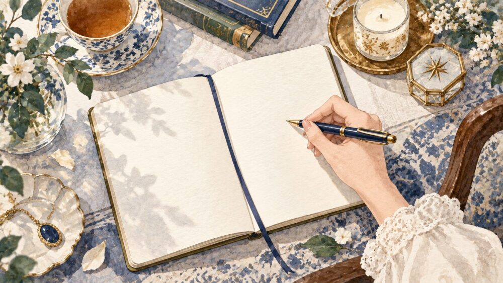 内観ノートに気持ちを書き出し、後から読み返す手元。