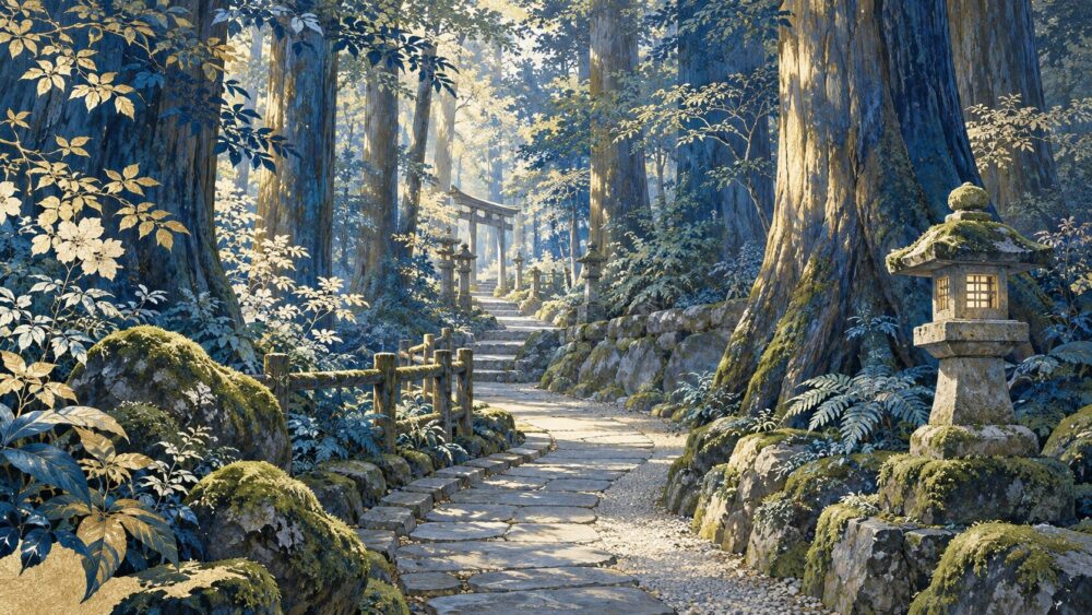 伊勢神宮の森を抜ける静かな参道。