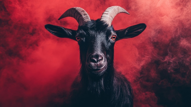 悪魔のような黒いヤギ