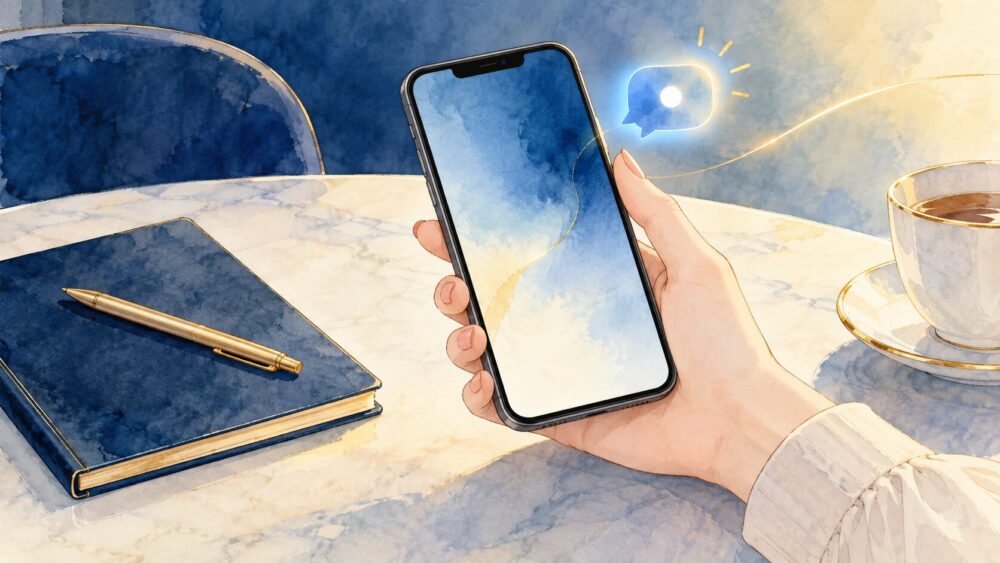 画面上の投稿を読み、ネットスラングの文脈を確かめる人。