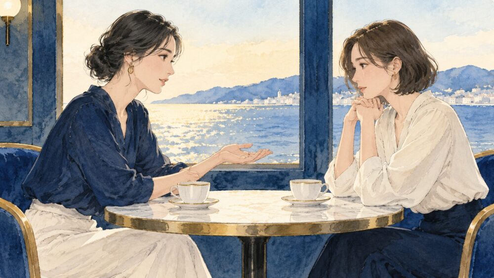 自然の中で感謝を書き留め、自分の行動を見つめ直す女性。