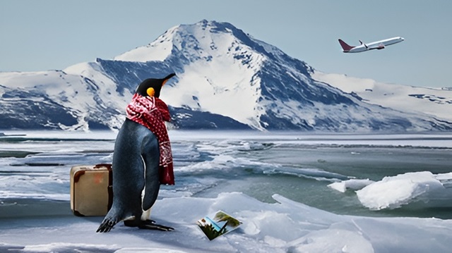 飛行機に乗りたいペンギン