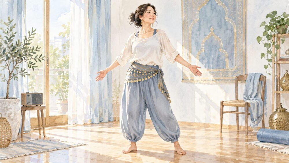 ベリーダンスを踊る女性の姿