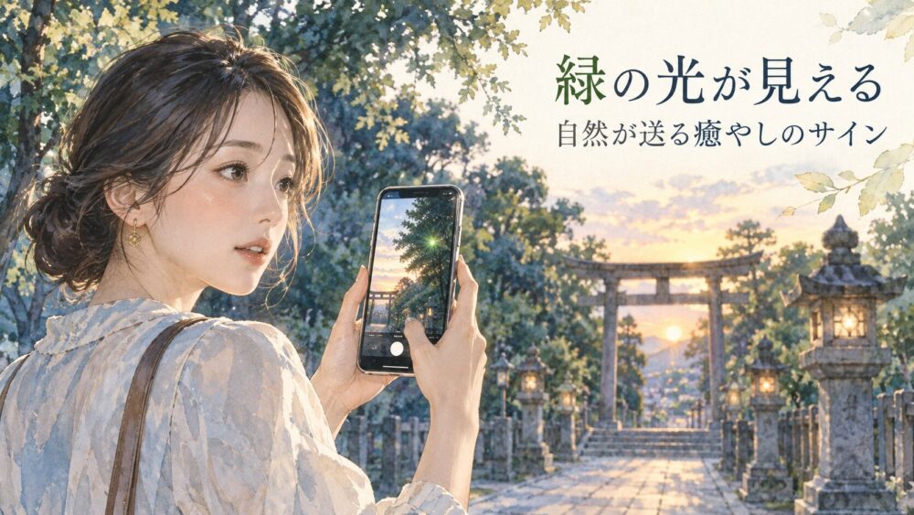 緑の光が見える・写真に写るスピリチュアルな意味15選|スマホ・神社写真の緑の玉や線・オーブと丹光の正体を星空こもぴが解説