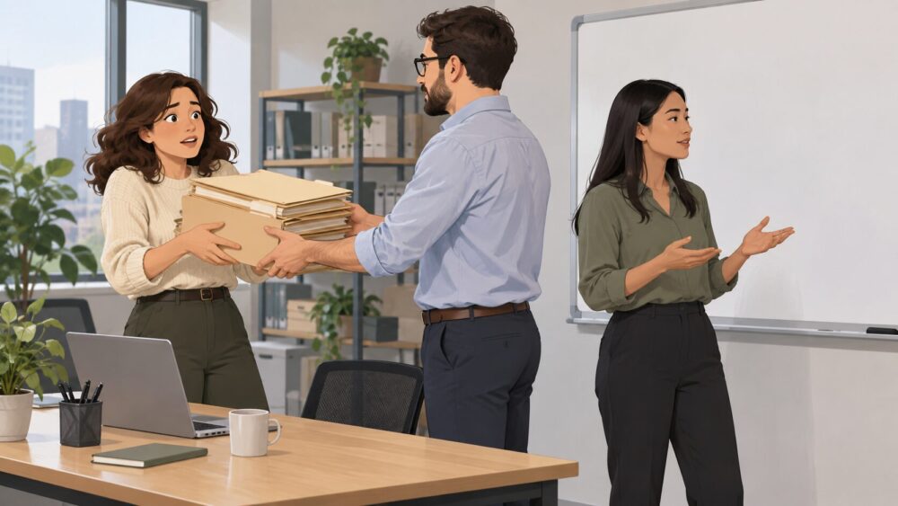 多くの仕事を引き受ける人と、担当範囲を確認する人。