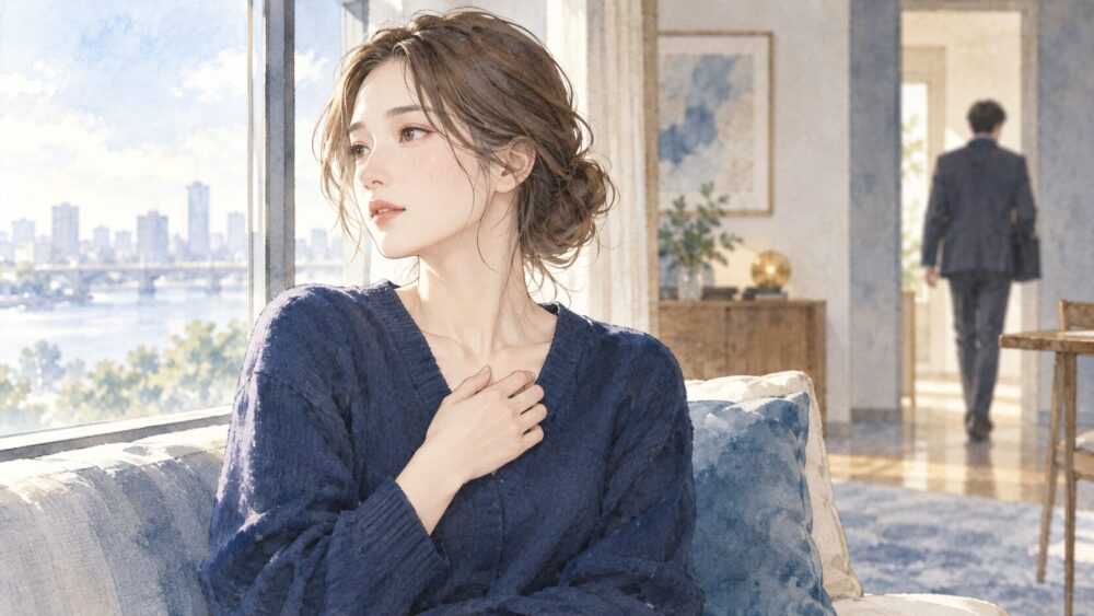 自分勝手な態度に傷つき、気持ちを整理しようとする女性。