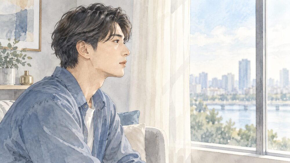話し合いで視線をそらす男性と、冷静に距離を取って向き合う女性。