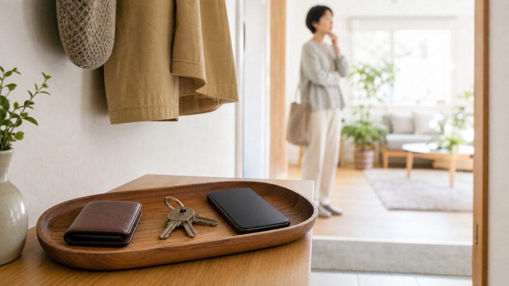 物をなくすスピリチュアルな意味を表す鍵・財布・スマホと定位置用トレー