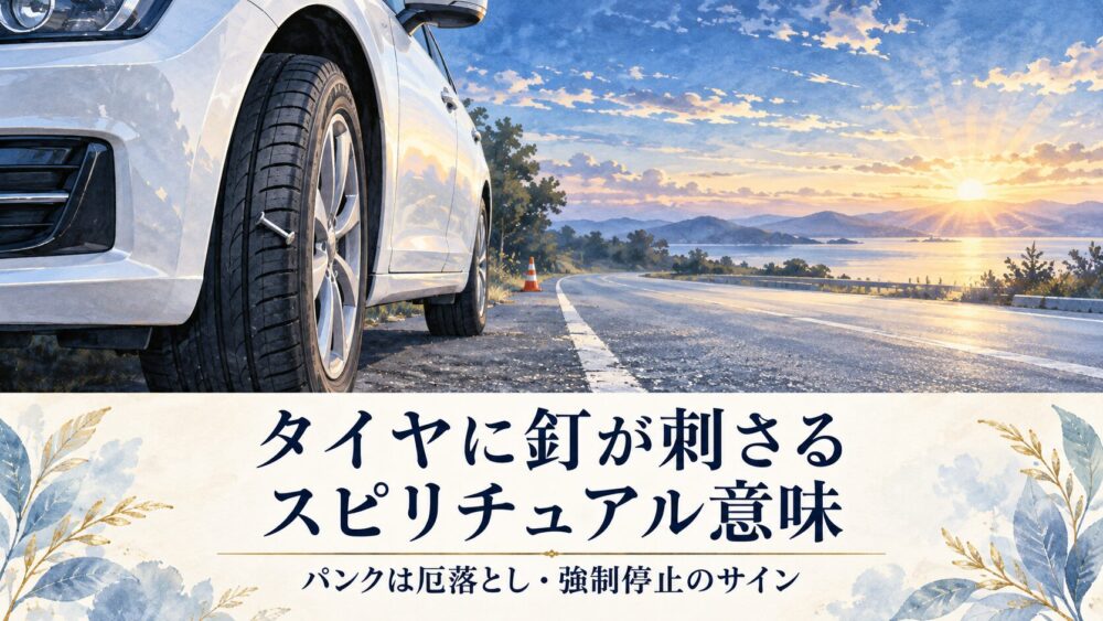 【完全解説】タイヤに釘が刺さる・パンクのスピリチュアル意味！大事故の身代わり・厄落とし・左前や前輪別のサインまで網羅