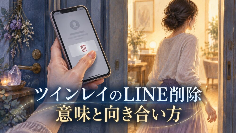削除を迷うスマートフォンを手に、部屋の明かりへ向かう女性。