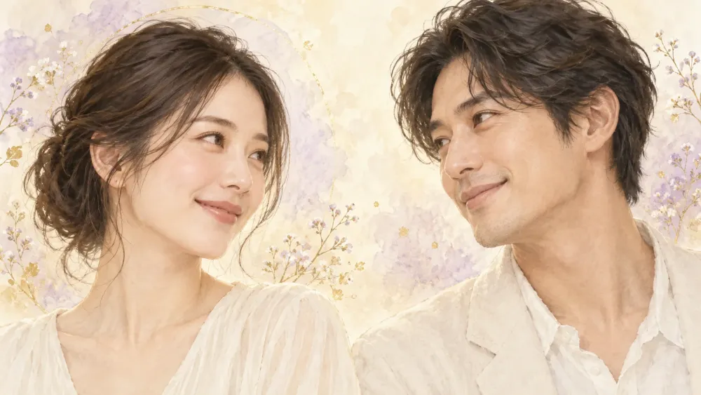 穏やかな目元と笑顔が印象的な二人の横顔