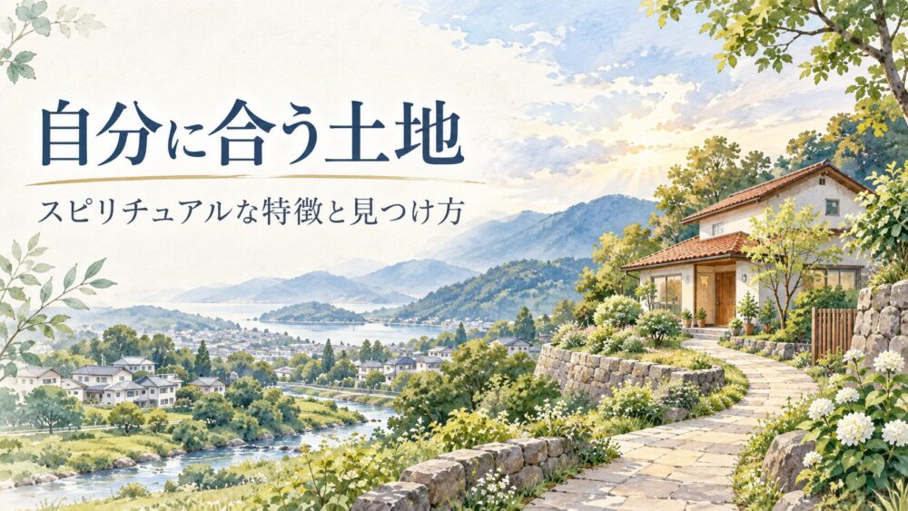 山あいの住宅へ続く小道と自然を描いた青系の水彩イラスト