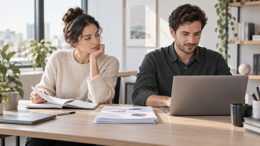 同僚の成果を意識しながら、それぞれ仕事に向き合う社員たち。