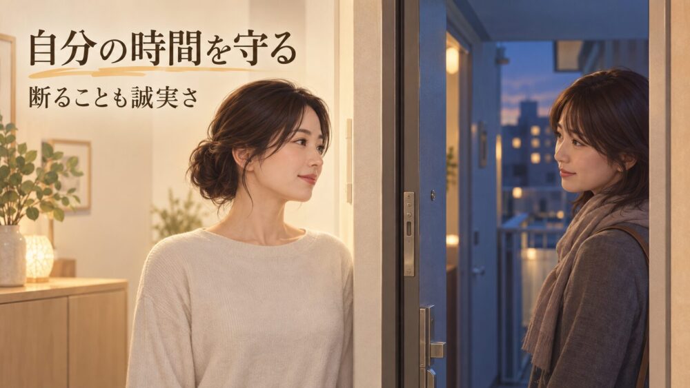 自分の時間を守るため、誘いを断る女性。