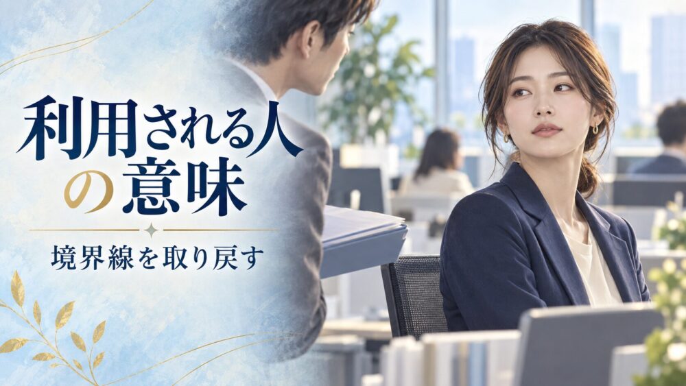 職場で搾取的な関係から距離を取り、自分の境界線を意識する女性。