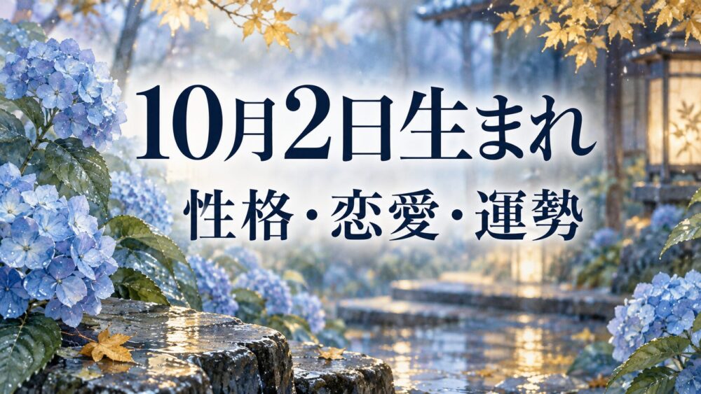 10月2日生まれの性格・恋愛・相性・運勢・有名人を徹底解説！【誕生日占い】
