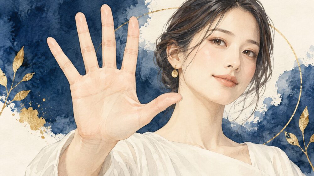 女性の手のひらに光が差し、手の大きさや才能に目を向けるイメージ。