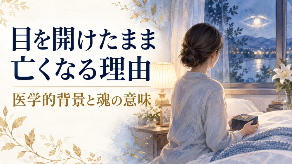 【目を開けたまま亡くなるスピリチュアルな意味】苦しかった?成仏できない?医学的理由と魂が伝える5つの真実
